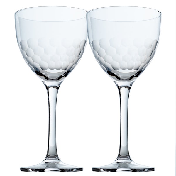 Nick and Nora Coupe Crystal Cocktail Glasses - Vintage Small Handblown Up Glass - Available in PLAIN and HAMMERED