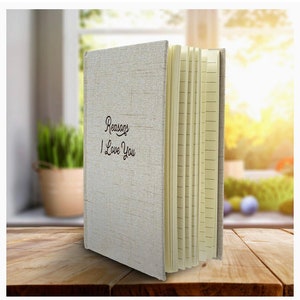 Reasons I Love You Book Journal Hardcover Linen Notebook For Couples, Your Boyfriend or Girlfriend, wife, husband or Spouse image 4