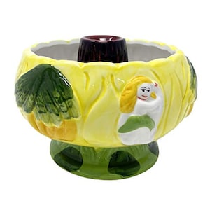 Amehla Scorpion Bowl, 32-ounce Fishbowl Tiki Mug, Hand-Painted Ceramic Island-themed Rum Punch Cocktail Glass