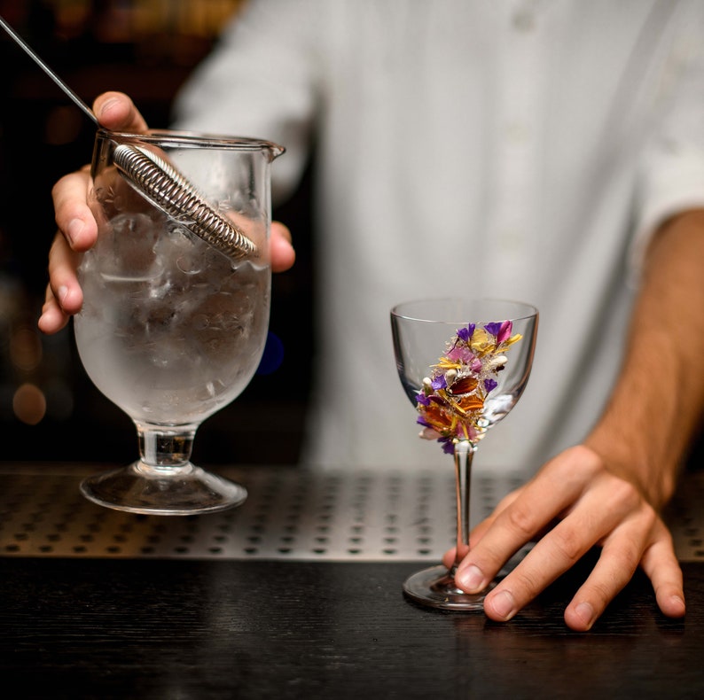 XL Extra Large 30-ounces 800ml Cocktail Mixing Glass Handblown Stemmed Plain Design Professional Bar Tools for Craft Cocktails