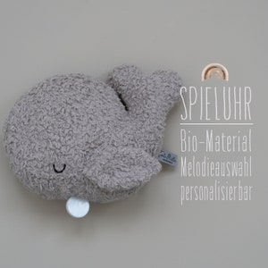 Musical Whale, Organic Plush Grey & Linen Blue / Melody Selection