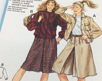 Vintage 1980s 1990s skirt pattern Burda 6800 sewing pattern tweed skirt pencil skirt uncut and unused