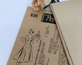 1950s Lady's Cocktail or Party Dress with Bolero Vintage Original Sewing Pattern - Personaility Pattern Service 639 - Ladies 38" Bust