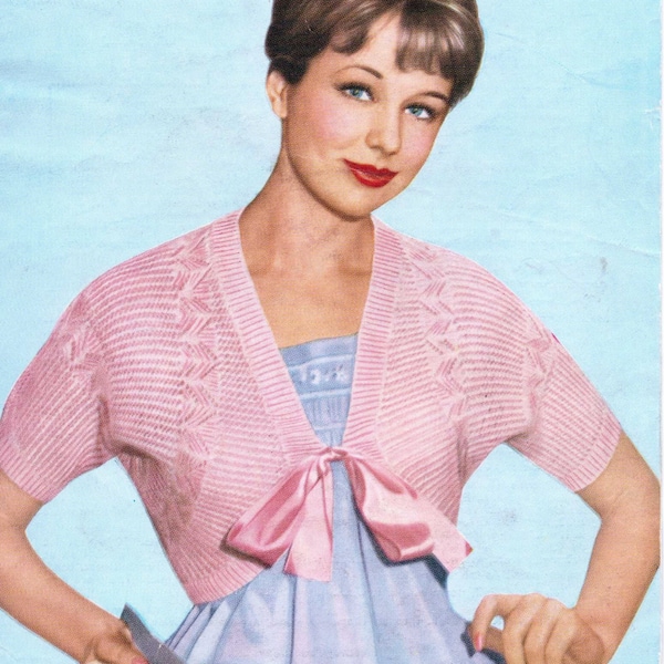 Knitting Pattern for Vintage 1950s Lady's Bedjacket Day Evening Bolero, Ladies Classic Fashion - PDF Digital Download