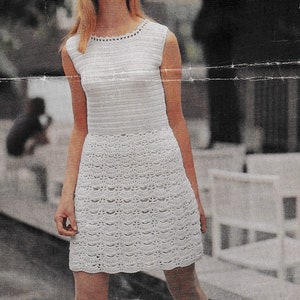 Lady&#39;s 1970s Crocheted Summer Shift Dress Crochet Pattern - 1970 Retro - Size 34&quot; to 40&quot; - Ladies 70s Style PDF Download