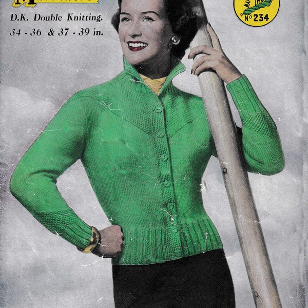 1940s 1950s Jumper / Sweater - Mad Men Style - Knitting Pattern DK PDF Digital Download Lady's 50s Fashion