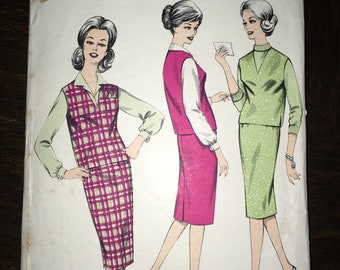 Lady's Pencil Skirt Office Skirt Top & Blouse Full Outfit - 40" Bust - Vintage Original 1950s Sewing Pattern - Jackie O - Weldons 8165