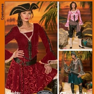 NEW Ladies Pirate Sewing Pattern Cosplay Costume - Top Pants Skirt - Simplicity 4914 Size 6 8 10 12 - 30.5&quot; - 34&quot;