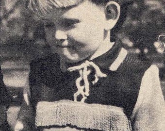 Davy Crockett Child's Jumper Sweater Knitting Pattern 1950s Vintage Fashion - RARE - Size 24" / 26" in Double Knit PDF Digital Download