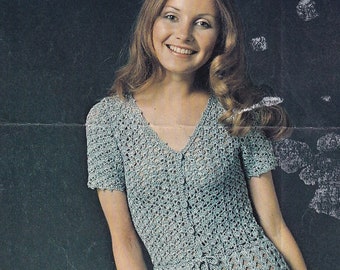 1970s Crocheted Festival or Summer BBQ Dress Crochet Pattern - Retro - Size 34" to 40" Bust -Ladies Lacy Crochet Outfit