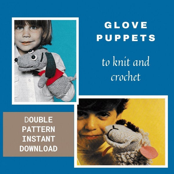 Lamb Chop & Hush Puppy Glove Puppet Toys - DK Wool - Double Knitting Crochet Pattern PDF Download - TV Puppet