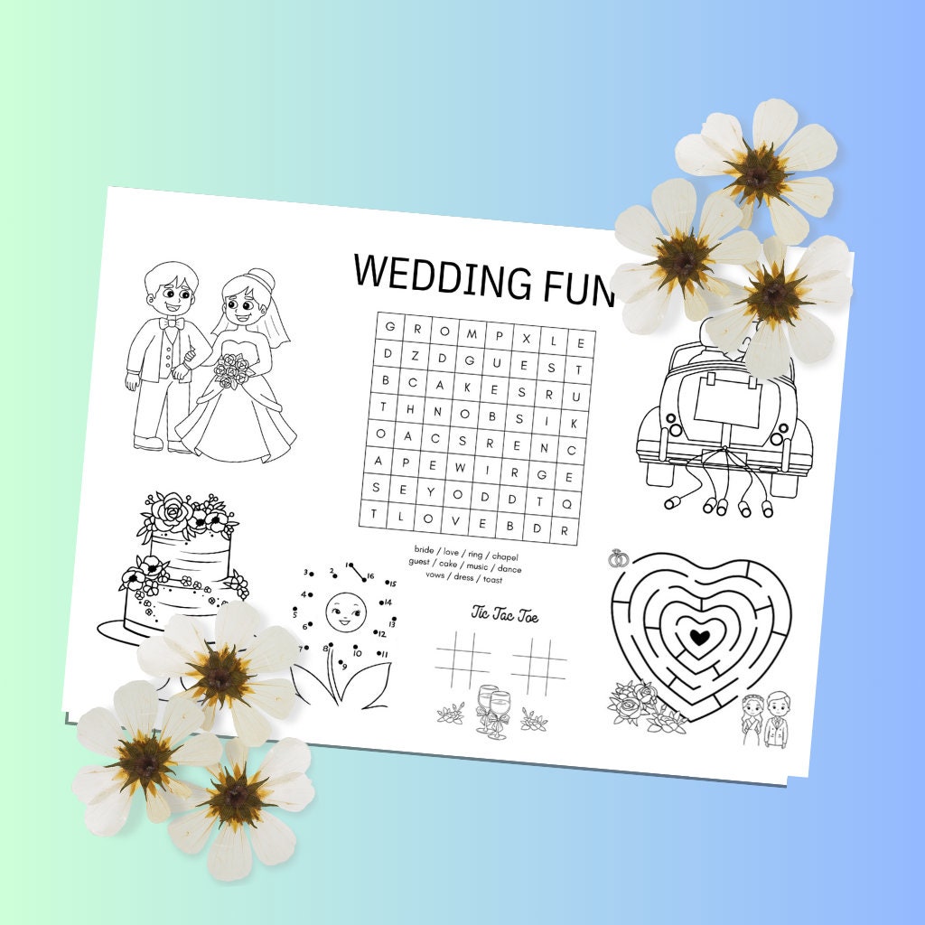 Wedding Day Children's Activity Sheet - Kid's Wedding Reception Dinner ...