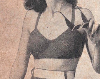 1940s War Time Bikini Top Shorts Knitted Size 32" 34" Bust PDF Digital RARE Knitting Pattern 40s Costume Theatre Film Vintage Beachwear