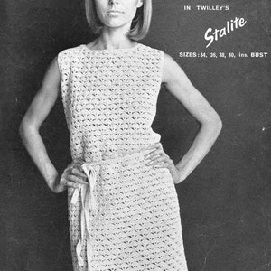 Quick Easy PDF Crochet Ladies Festival Summer Shift Dress Pattern - 1970s Retro - Size 34&quot; to 40&quot; - Lady&#39;s 70s Hippy PDF Digital Pattern