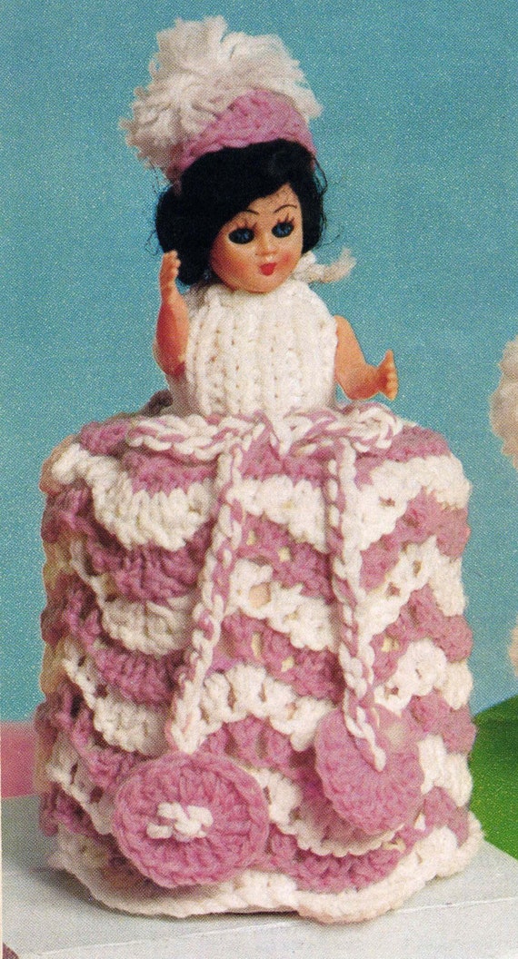 Vintage Toilet Roll Cover Doll Knitting and Crochet Pattern PDF Crinoline Doll Bathroom Decor Kitsch 1950s 1960s PDF Instant Download