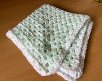 Handmade Doll's Pram or Cot Blanket for Child's Toy Baby Doll - Pick a Colour - Crochet Lilac White Mint Green Pastel NEW Dolly Bed Cover