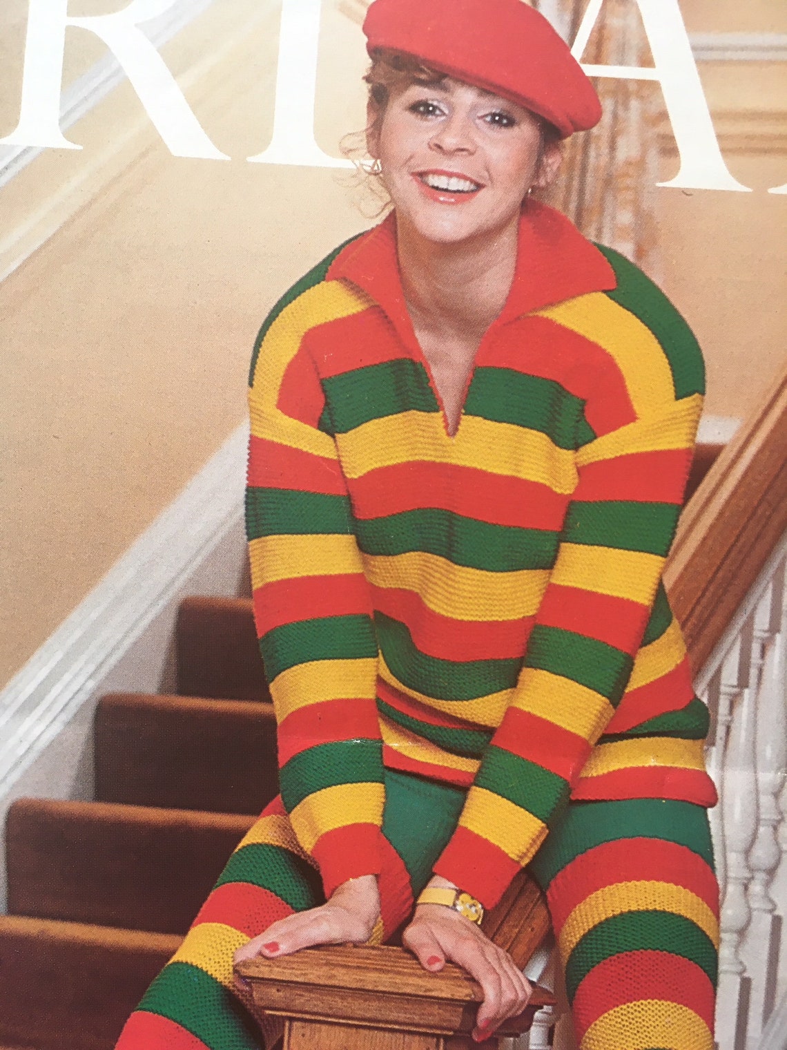 Original Ladies Unusual Stripey Jumper Sweater Knitting Pattern Stripe