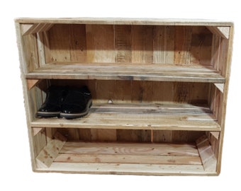 Simona. Shoe rack from reclaimed wood with two shelves.