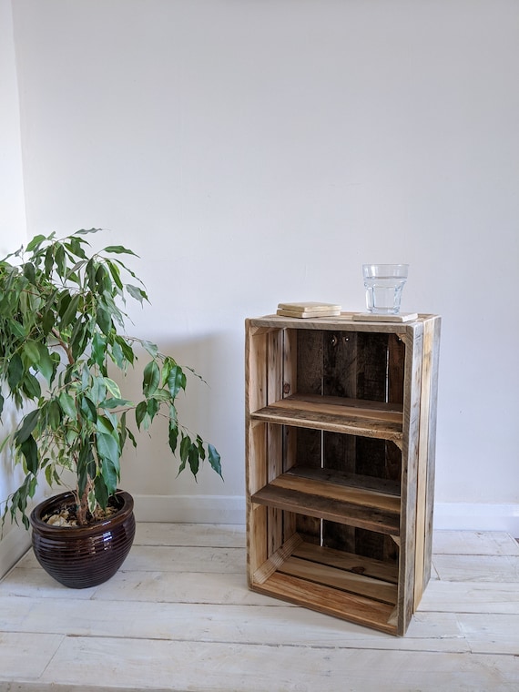 Cortina. Large rustic wooden crate from reclaimed wood with two shelves.