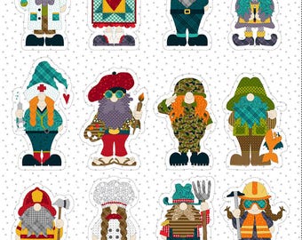 Gnome Town Hero Dolls Panel by Leanne Anderson and Kaytlyn Kuebler for Henry Glass