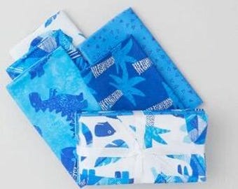 Dino Blues Favorites Fat Quarter Bundle Quilting Cotton ( 5 pieces) by Michael Moon for Fabric Editions