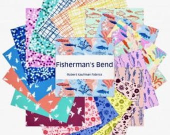 Fisherman's Bend 5-inch square charm pack by Violet Craft for Robert Kaufman Fabrics