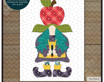 Teacher Gnome Precut Fused Applique Pack by Whole Country Caboodle