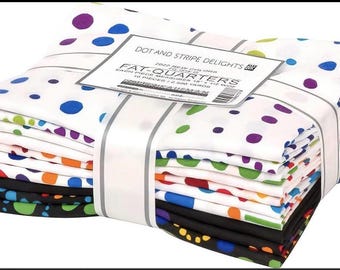 Dot and Stripe Delights 2022 New Colors Fat Quarter Bundle (10 piece) Robert Kaufman
