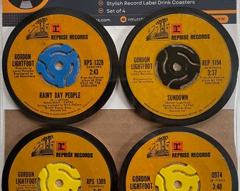 4 Premium Vintage - Gordon Lightfoot - Label de boissons Coasters