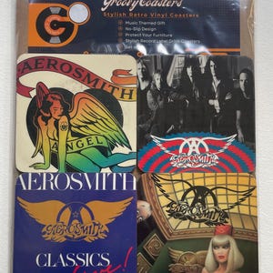 4 premium vintage - aerosmith  -    drink coasters