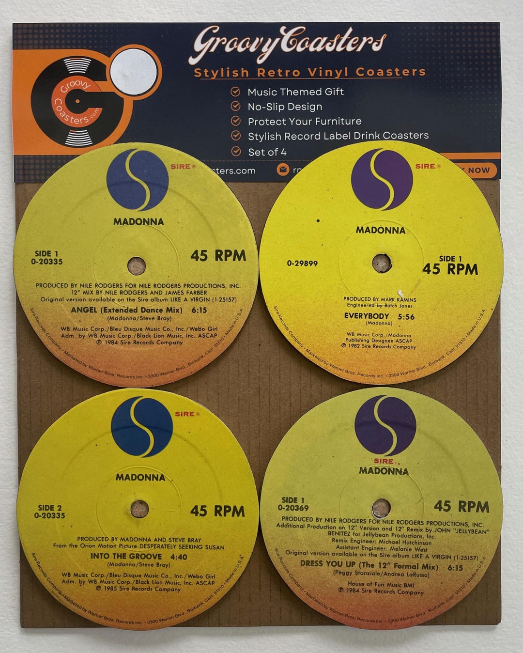 4 Premium Vintage - Madonna- Record Label Drink Coasters - Etsy