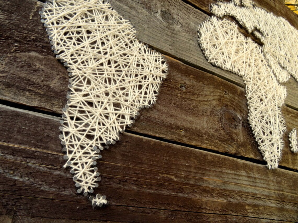 World Map | String Art | World Map Decal | Wooden World Map | Travel ...