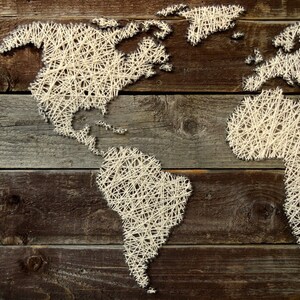 World Map String Art World Map Decal Wooden World Map | Etsy