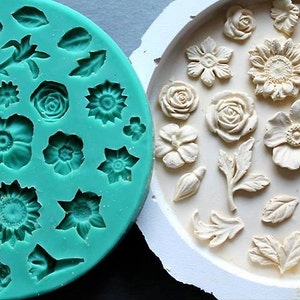 Silicone Mould Small flowers and leaves Sugarcraft Cake Decorating Fondant / fimo mold