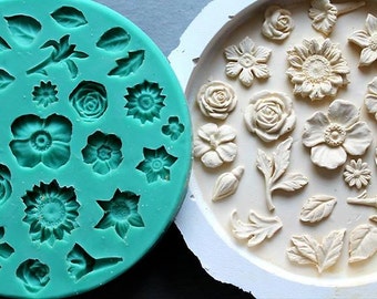 Silicone Mould Small flowers and leaves Sugarcraft Cake Decorating Fondant / fimo mold