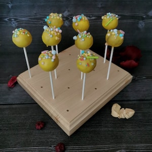 Wooden cake pop stand with 20 holes