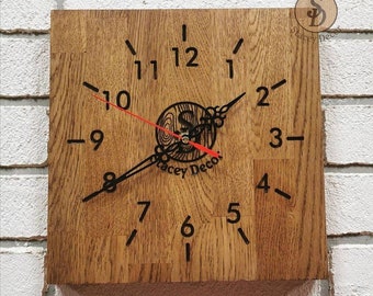 Wooden clock with logo, Wooden clock for wall, Wood wall clock for company