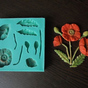 Silicone Mould POPPY Sugarcraft Cake Decorating Fondant / fimo mold