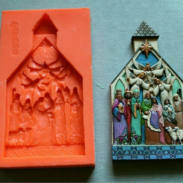 Moule en silicone / Chapelle de la Nativité / Fondant décoratif de gâteau Sugarcraft / moule fimo