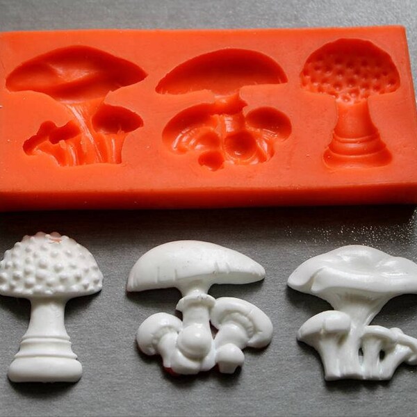 Silicone Mould / Mushrooms 3 / Sugarcraft Cake Decorating Fondant / fimo mold