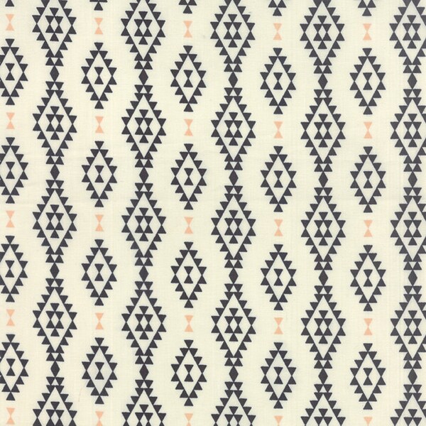 Nomad Fabric from Urban Chiks for Moda Fabrics.  Aztec Diamond Stripe in Onyx and Bone, Black and Cream