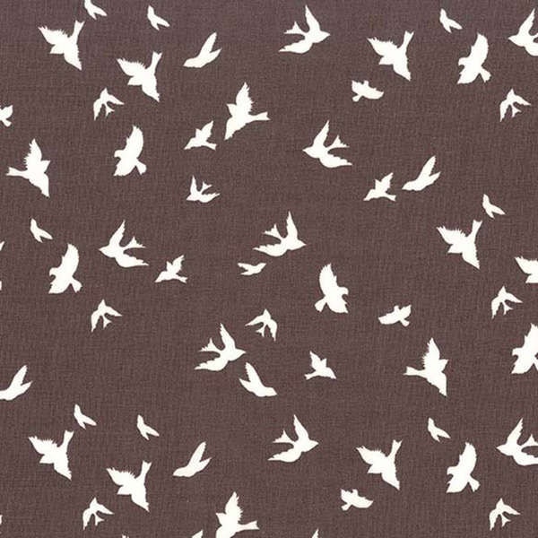 Bird Fabric, Brambleberry Ridge by Violet Craft for Michael Miller, Taupe with Birds in Flight