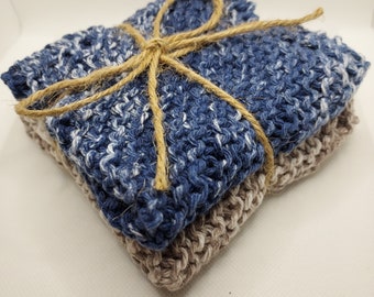 Hand Knitted Cotton Washcloth/Dishcloth Sets   **Super soft**