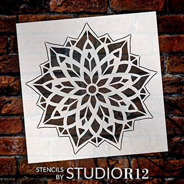 Mandala - Verre - Pochoir complet par StudioR12 | Gabarit Mylar réutilisable | Utiliser pour peindre des panneaux en bois - des palettes - des oreillers - des décorations murales -...