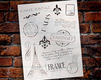 Passport To Paris  Stencil - 8.5" x 11" - STCL366 - by StudioR12