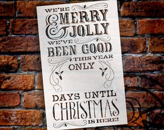 Merry Christmas Chalk Countdown Stencil - Select Size - STCL581 - by StudioR12