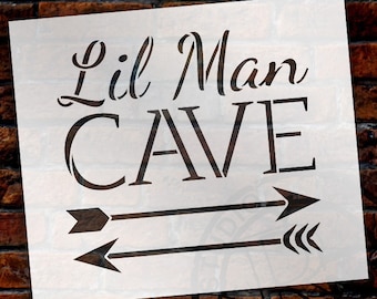 Lil Man Cave - Arrows - Word Art Stencil - Select Size - STCL1838 - by StudioR12