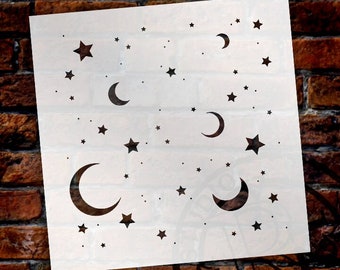 Lune et étoiles - Pochoir à motif - Sélectionnez la taille - SKU:STCL706