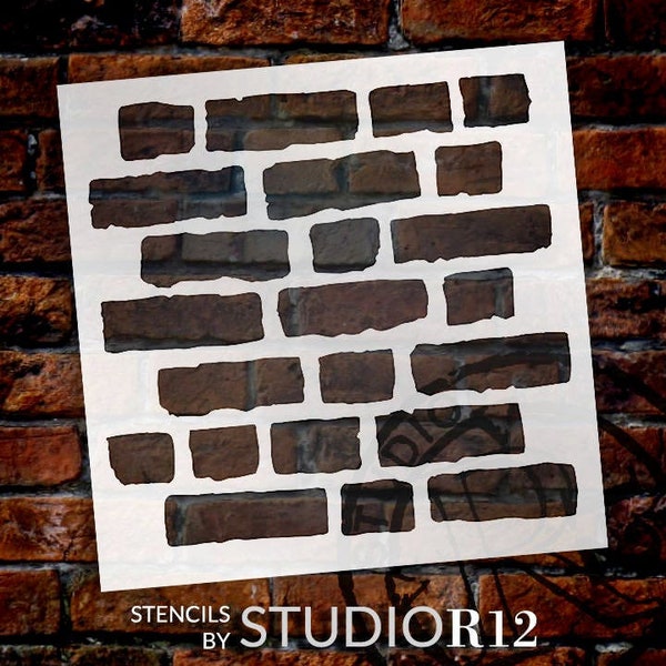 Rough Bricks  - Pattern Stencil- Select Size - STCL703 - by StudioR12