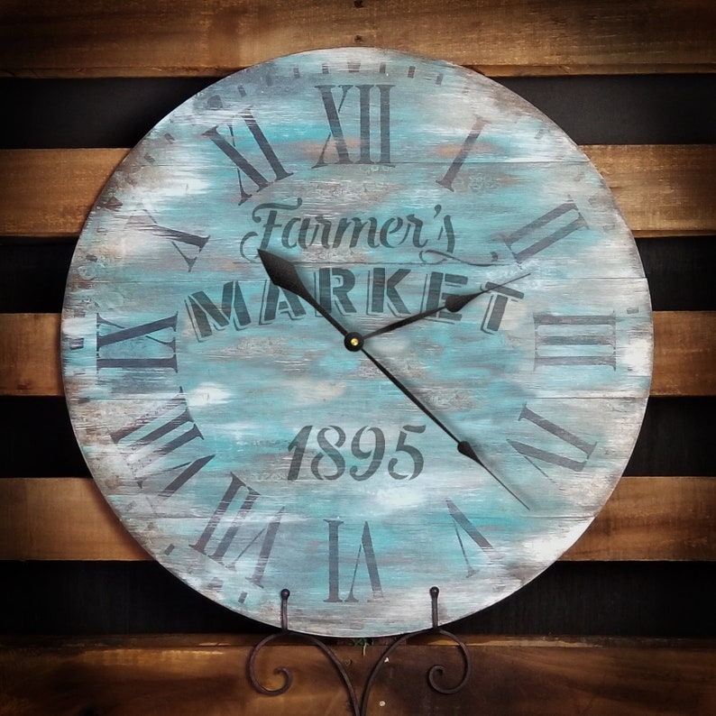 Farmers Market Letters SELECT SIZE Round Clock Stencil  Roman Numerals DIY Painting Vintage Rustic Farmhouse Country Home Decor Walls